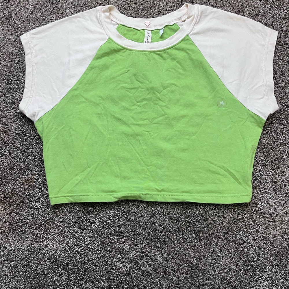 Green and White Women's Crop Top